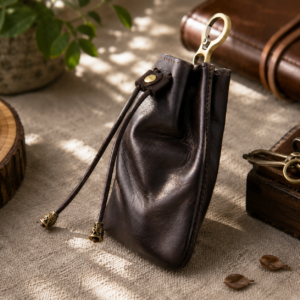 Leather Drawstring Coin Pouch