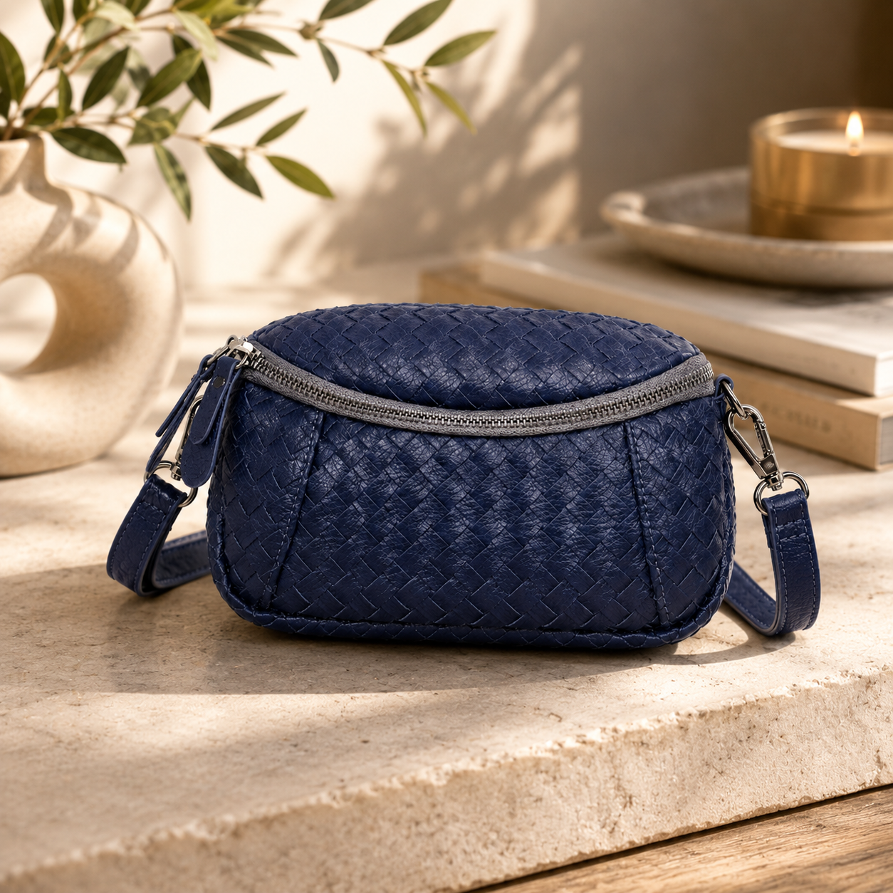 Woven Leather Crossbody Bag